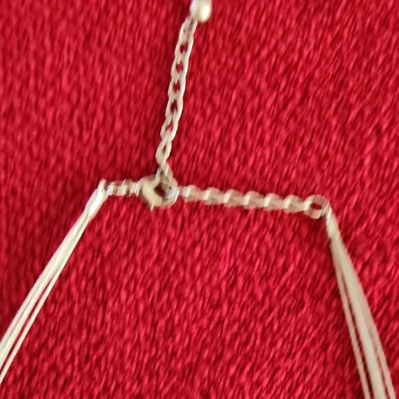 Contemporary Silvertone Abstract Grid Pattern Multicolor Stone, 18" - Picture 4 of 5